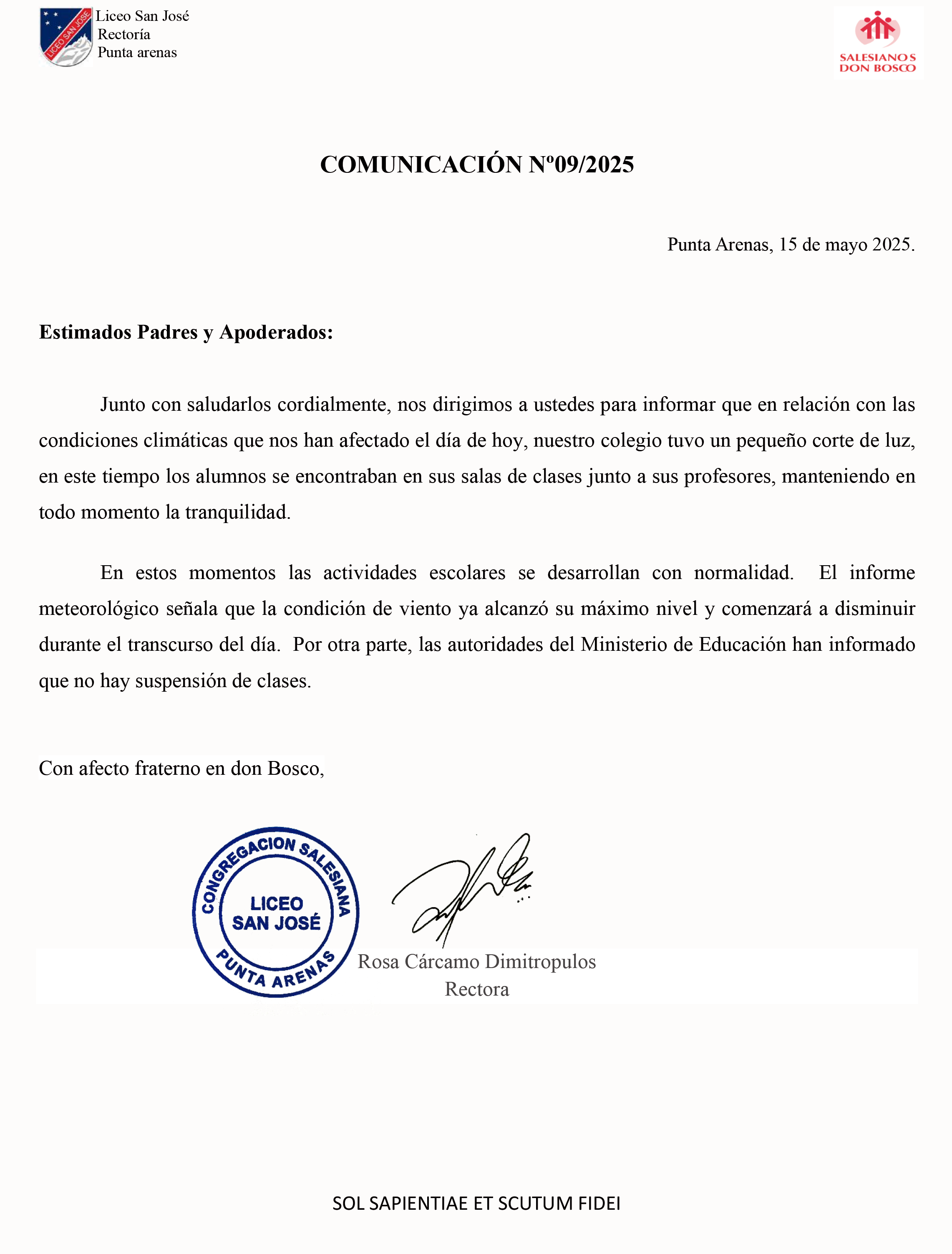 Comunicación Nº09 PPAA Condiciones climáticas